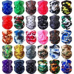 30 Pack Neck Gaiters Scarf Elastic Sports Wrap Headband Sweat Absorbing Bandana